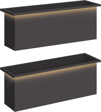 vidaXL Jardinera Para Jard&iacute;n Con Luces Led 2 Uds. Negro Vidaxl