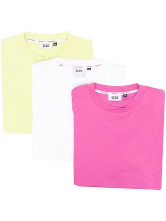 GCDS Set di 3 T-shirt con stampa - Bianco