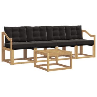 vidaXL Conjunto De Sof&aacute;s De Exterior Con Coj&iacute;n 5 Pcs Blanco Y Negro Vidaxl