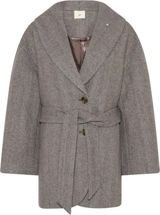 Julie Fagerholt - Heartmade Jassen, Dames, Beige, S, Wol, Kimono-geïnspireerde jas met wijde mouwen