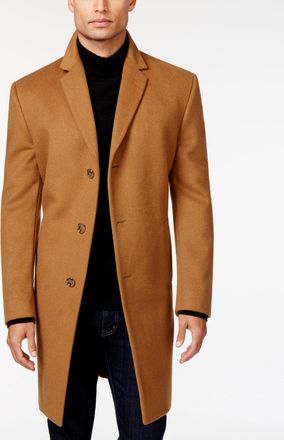 Kenneth Cole Reaction Mens Raburn Wool Blend Slim Fit Over Coat