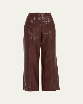 Cinq &agrave; Sept Benji Cropped Wide-Leg Faux-Leather Pants