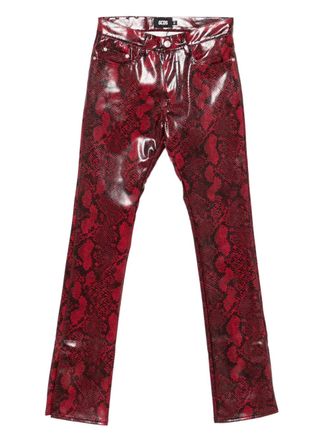 GCDS snakeskin-print pants - Red