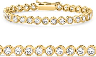 Pompeii3 8Ct Bezel Diamond Tennis Bracelet Yellow Gold Lab Grown Size: 7