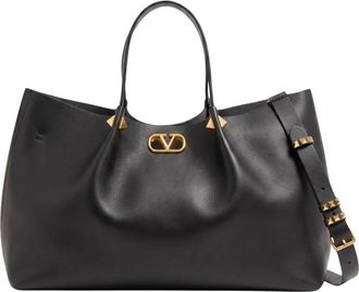 Valentino Garavani VLogo Signature Grote Tote - Dames - Shoppers - Zwart - ONE Size - Leer - Tassen