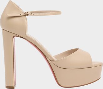 Christian Louboutin 130mm Sandaloo Leather Platform Red Sole Sandals