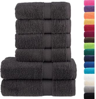 vidaXL Juego De Toallas Premium Solund 6 Unidades Antracita 600 Gsm Vidaxl