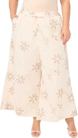 Vince Camuto Elastic Waist Wide Leg Crop Pants in New Ivory at Nordstrom, Size 3X
