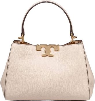 Tory Burch Eleanor Mini Satchel In Hammered Leather Stone Color