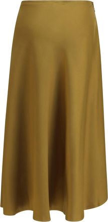Ganni Womens Satin Midi Skirt Ecru Olive Acetate