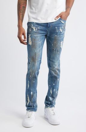 Rta Clayton Ripped Stretch Denim Skinny Jeans in Glitch Blue at Nordstrom, Size 30