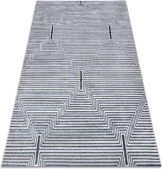 RugsX Rugsx - Carpet Structural sierra G5018 Flat woven grey - stripes, diamonds grey 120x170 cm