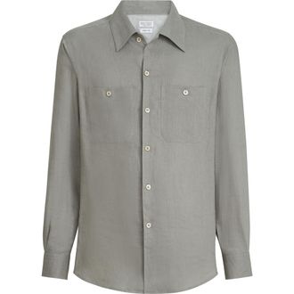 Brunello Cucinelli Shirt with chest pockets in Khaki at Nordstrom, Size Xxx-Large Eu