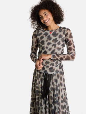 Lieblingsst&uuml;ck Langarmshirt LIEBLINGSST&Uuml;CK EasterL, Damen, Gr. 36, beige, Web, Obermaterial: 95% Polyester, 5% Elasthan, animal-print, gemustert, mehrfarbig, normal,