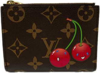 Louis Vuitton Beige Brown Red Color Coated Canvas Leather Wallet (Bi-Fold) (Pre-Owned)