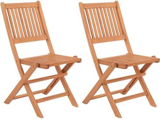 LOLAhome Set de 2 sillas de jardín Kate plegables de acacia natural sostenible