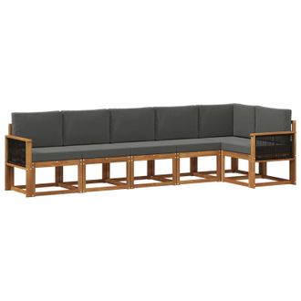 vidaXL Conjunto De Sof&aacute;s De Exterior 6 Pcs Natural Y Antracita Vidaxl