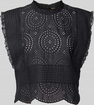 Boss Orange by Hugo Boss BOSS Orange Blusentop mit Lochmuster Modell Bredy in Black, Gr&ouml;&szlig;e 38