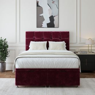 Bedmaster Chenille Ottoman Divan Base in Aubergine | Size: Super King