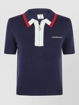 Casablanca merino knit polo shirt short sleeves contrast collar