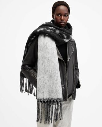 AllSaints Wool Beaux Ombre AllSaints Logo Scarf, Size: One Size