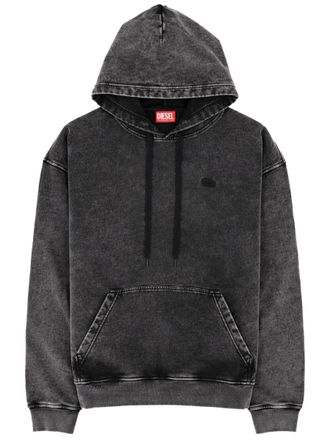 Diesel Washed Black Back Textured Logo Cotton Hoodie