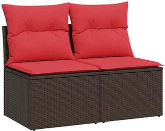 vidaXL 2 Piece Garden Sofa Set with Cushions Brown Poly Rattan Acacia Vidaxl