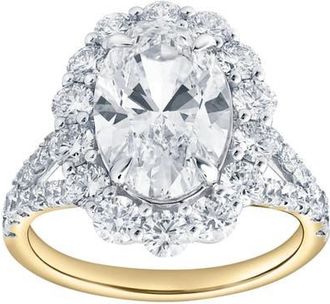 LuvMyJewelry Sabina 14K Yellow Gold Oval Lab Grown Diamond Halo Engagement Ring - 4.7 Ct at Nordstrom, Size 5.5