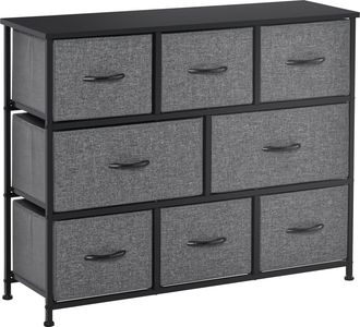 HOMCOM Chest of Drawers Bedroom Dresser with 8 Fabric Drawers - Dark Grey | TJ Hughes