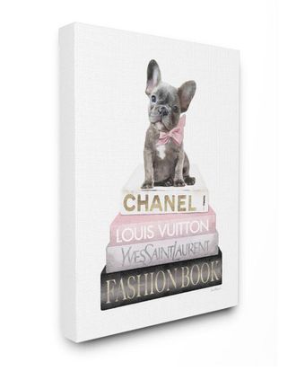 Stupell Industries Dashing French Bulldog And Iconic Fashion Book Wall Art