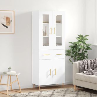 vidaXL Vidaxl - Aparador Alto Madera Contrachapada Blanco 69,5x34x180 Cm