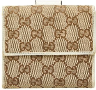 Gucci Beige Ivory Canvas Leather Wallet (Bi-Fold) (Pre-Owned)