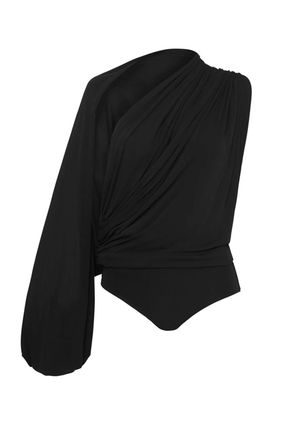 Esse Womens Gossamer Drape Bodysuit In Black