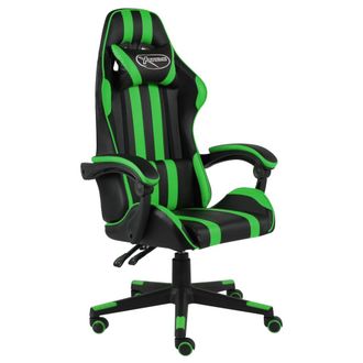 vidaXL Silla Gaming De Cuero Sint&eacute;tico Negro Y Verde Vidaxl