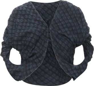 Ports 1961 black blue Shibori dyed crinkled voluminous cropped bolero US0 XS