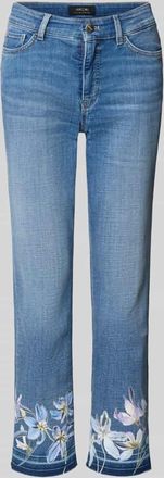 Marc Cain Straight Fit Jeans mit floralem Print in Blau, Gr&ouml;&szlig;e 38