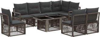 vidaXL Conjunto De Sof&aacute;s De Jard&iacute;n 9 Uds. Gris Y Gris Oscuro Vidaxl