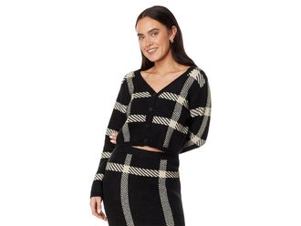 En Saison Callahan Cardigan Womens Clothing Black Oyster : LG, Acrylic/Nylon/Polyester