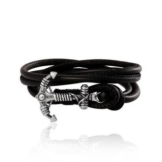 Lucky Brand Black Leather Anchor Wrap Bracelet with Adjustable Fit at Nordstrom