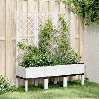 vidaXL Jardinera Con Enrejado Pp Blanco 120x40x142 Cm Vidaxl