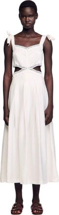 Sandro Lace trim maxi dress in White at Nordstrom, Size 36 Eu