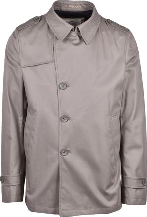 Herno Grey Cotton Canvas Overcoat