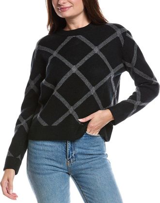 Forté Cashmere Reversible Bias Plaid Cashmere Sweater