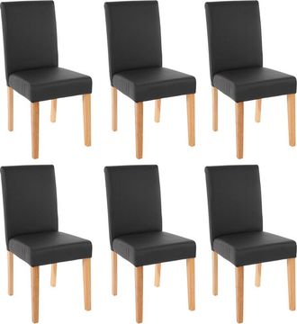 Hhg Hhg - Nunca Usado] Juego De 6 Sillas De Comedor Silla De Cocina Littau, Polipiel, Negro Mate, Patas Claras