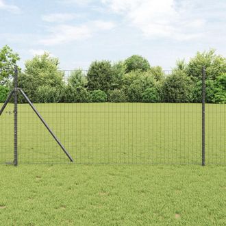 Berkfield Home Euro Fence with 13 Posts 1x25 m Galvanised Steel Grey in Silver