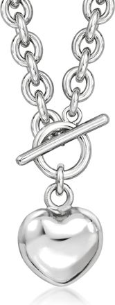 Ross-Simons Italian Rhodium-Plated Heart Toggle Necklace