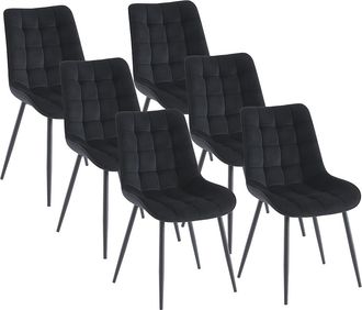 Vente-Unique Lote de 6 sillas acolchadas - Terciopelo y metal negro - Negro - OLLUA
