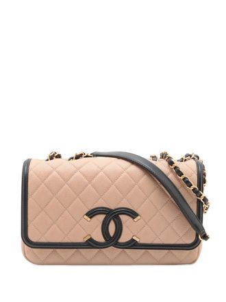 Chanel 2017-2018 Medium Bicolor Caviar CC Filigree Flap crossbody bag - Brown