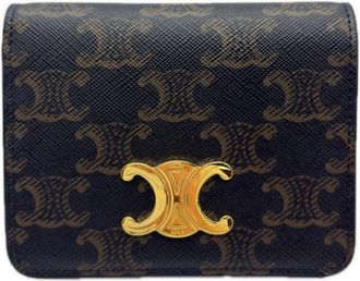 Celine Beige Blue Brown Coated Canvas Wallet (Bi-Fold) (Pre-Owned)