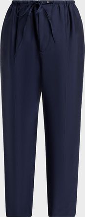 Bottega Veneta Men & apos;s Washed Cotton and Silk Relaxed Drawstring Pants